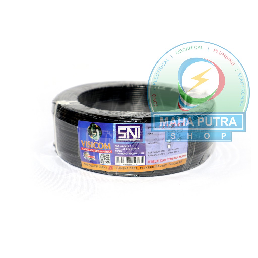 KABEL NYA 1X1.5MM VISICOM 100M HITAM. KABEL LISTRIK