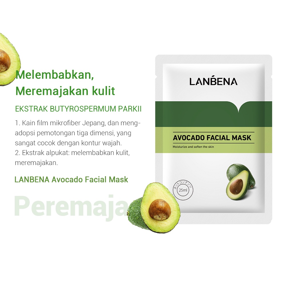 [BPOM] LANBENA Sheet Mask Avocado - Melembabkan