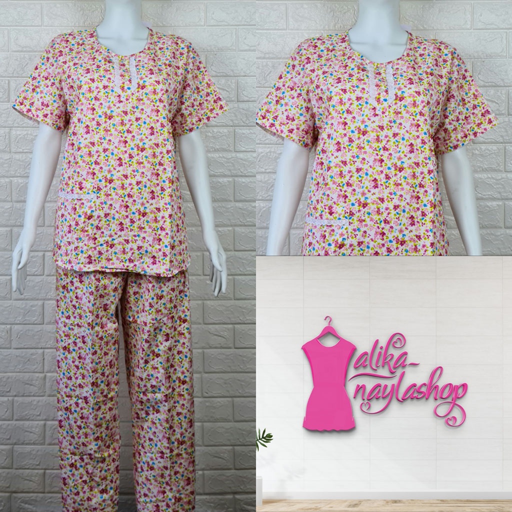 PIYAMA KATUN | HOKI & SHEILA STANDAR | LEBEL ORANGE | BAJU TIDUR | WANITA DEWASA-KODE    V4