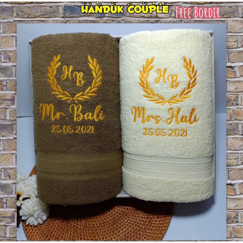 handuk bordir handuk couple 2 handuk free bordir