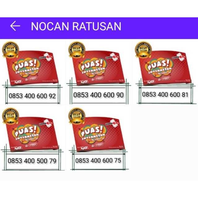 KARTU PERDANA NO CANTIK TSEL RATUSAN AKHIR TAHUN LAHIR plus SAKTI COMBO UNLIMITED