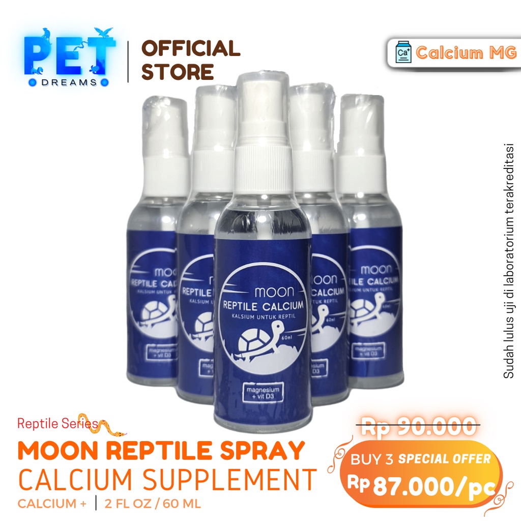 PROMO MOON CALCIUM REPTIL SPRAY KALSIUM CAIR KESEHATAN TULANG KURA TORTO SULCATA IGUANA
