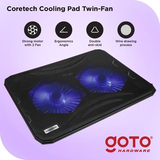Coretech Twinfan Cooling Pad Kipas Fan Pendingin Laptop Portable