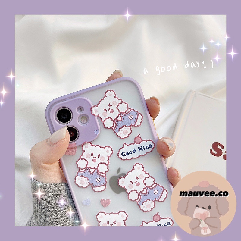 IPHONE CASE LILAC CUTE BEAR HARD CASE IPHONE 12 PRO MAX 11 PRO MAX XR X XS MAX 7 8+ SE