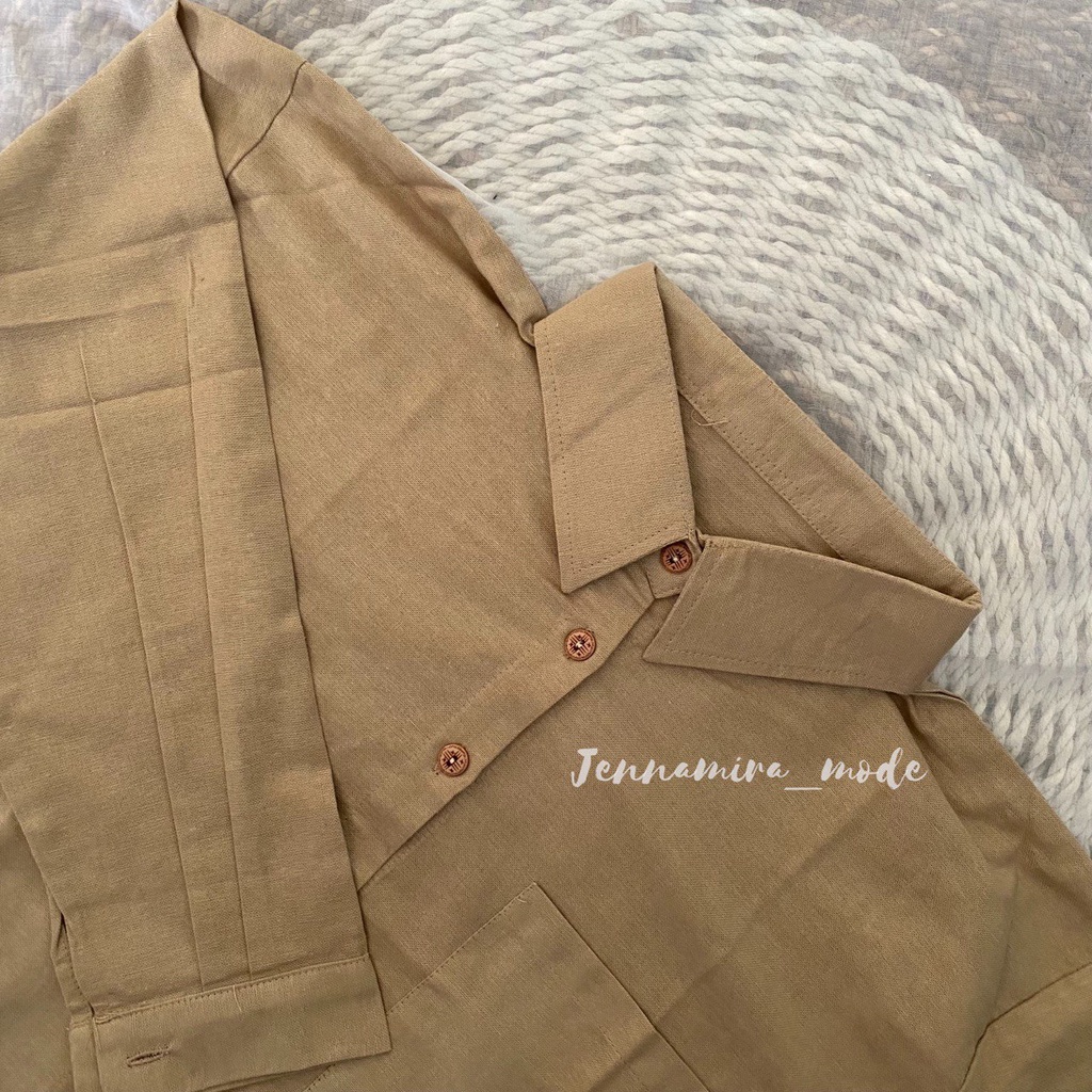 Kemeja Oversize Linen Wanita - Linen Shirt - Atasan Wanita Lengan Panjang - Jennamira_mode