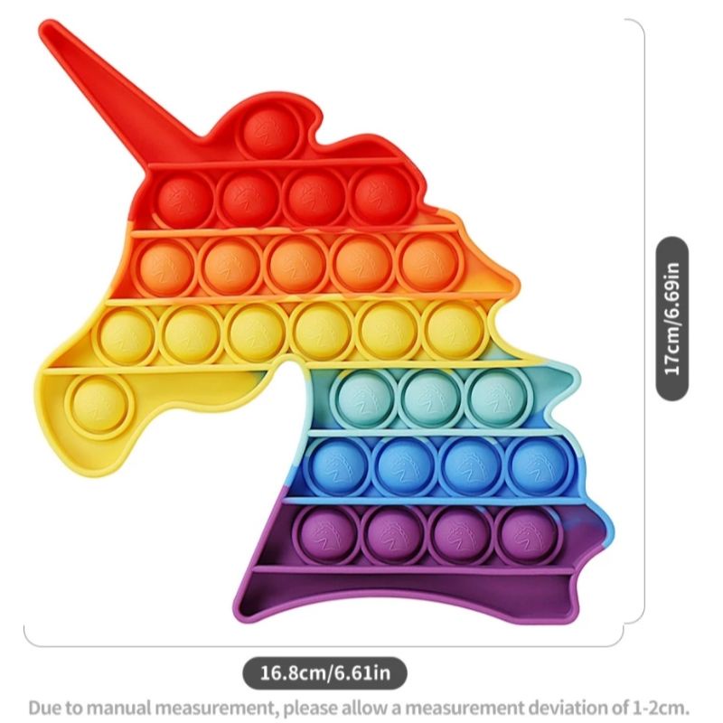 BIANCA - Mainan Anak Pop It Fidget RAINBOW Bubble Push Pop its Fidget Toys-UNICORN RAINBOW