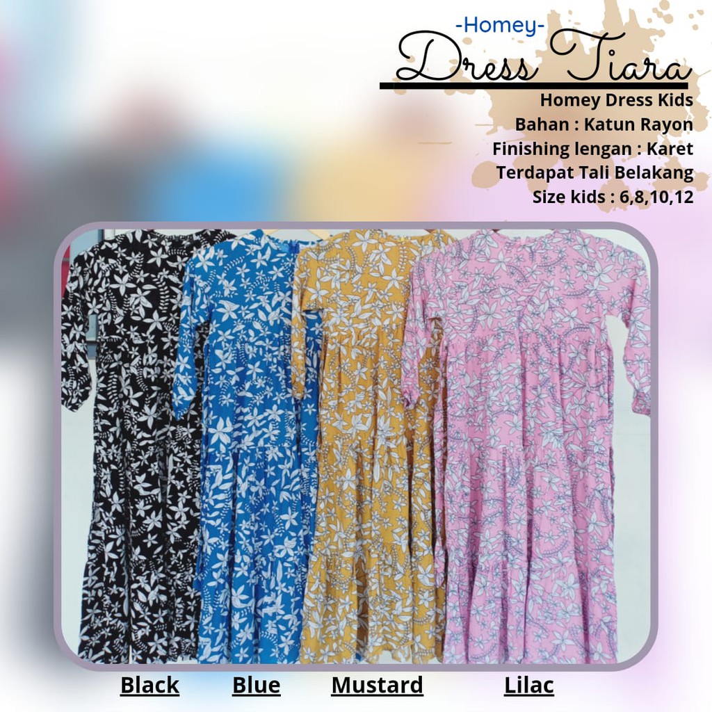 New-Gamis Couple Ibu &amp; Anak - Homey Dress Tiara Motif Flower -Bahan Katun Rayon Premium-Termurah!!