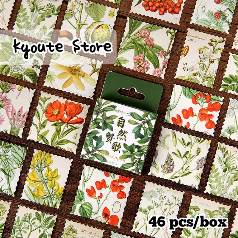 

46 pcs Sticker Dekorasi Tanaman Green Plant Stamp Aesthetic Scrapbook DIY Journal Bujo Letter Seal