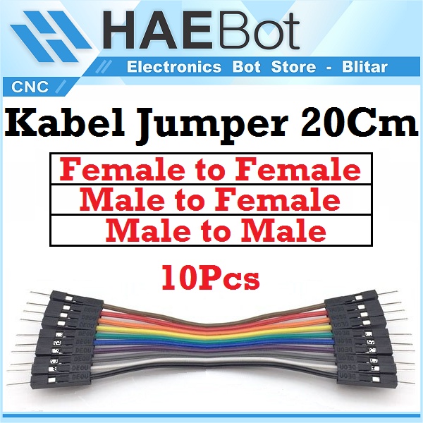 [HAEBOT] Jumper Kabel Arduinoo 20cm Male Female 10pcs buah Board Konektor Pelangi Rainbow Wire Solderless