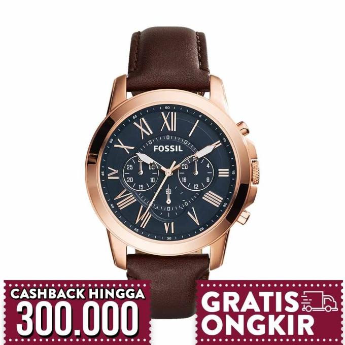 Jam Tangan Pria Fossil Grant Chronograph Brown Leather Fs5068 .
