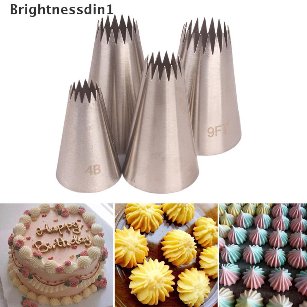 [Brightnessdin1] 4pcs Nozzle Piping Icing Besar Kue Baking Cookie Cupcake Piping Nozzle Dekorasi