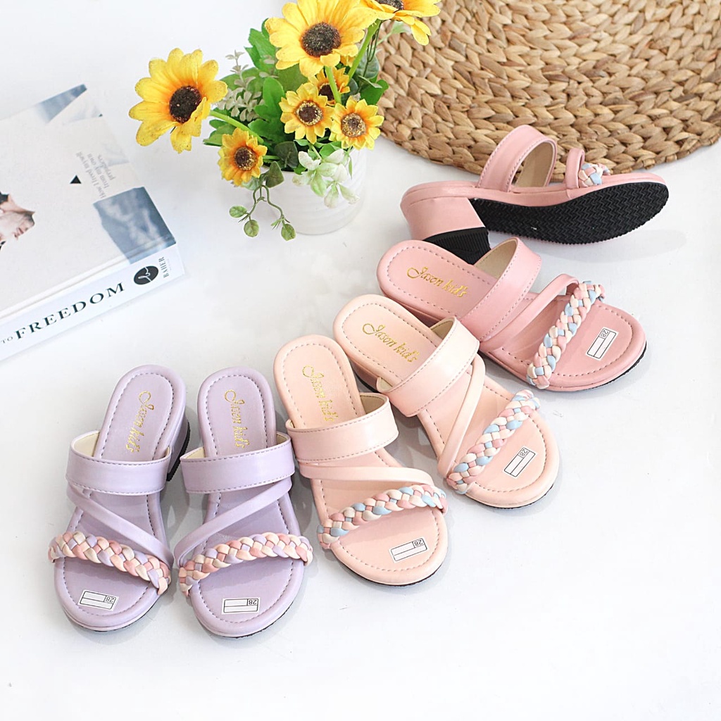 SANDAL HEELS ANAK PEREMPUAN HAK TAHU LIST PALANG MITIF KEPANG