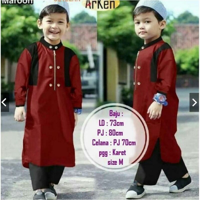 Baju Koko Anak / Busana Muslim Laki Cowok Murah Usia 6-8 Tahun TK SD
