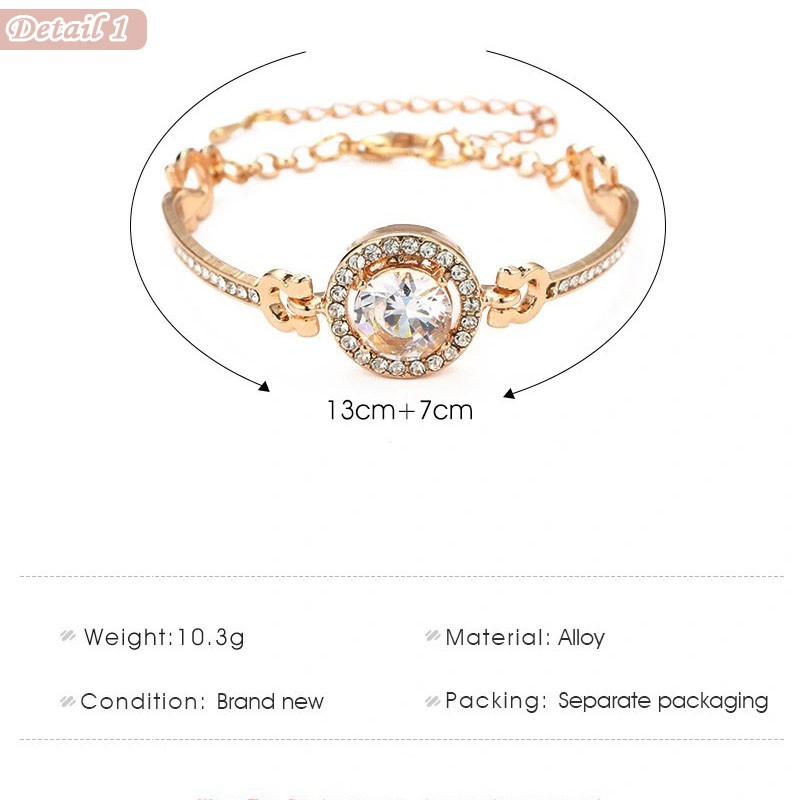 FXG - Korea Titanium Gelang Wanita Perhiasan Tangan Kristal Fashion Anti Karat GLG03 Bisa COD-1