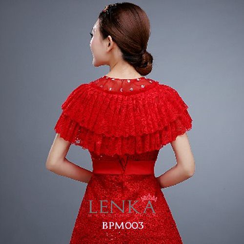 [SIAP KIRIM] BOLERO CARDIGAN WEDDING PESTA BROKAT LACE MERAH BPM003