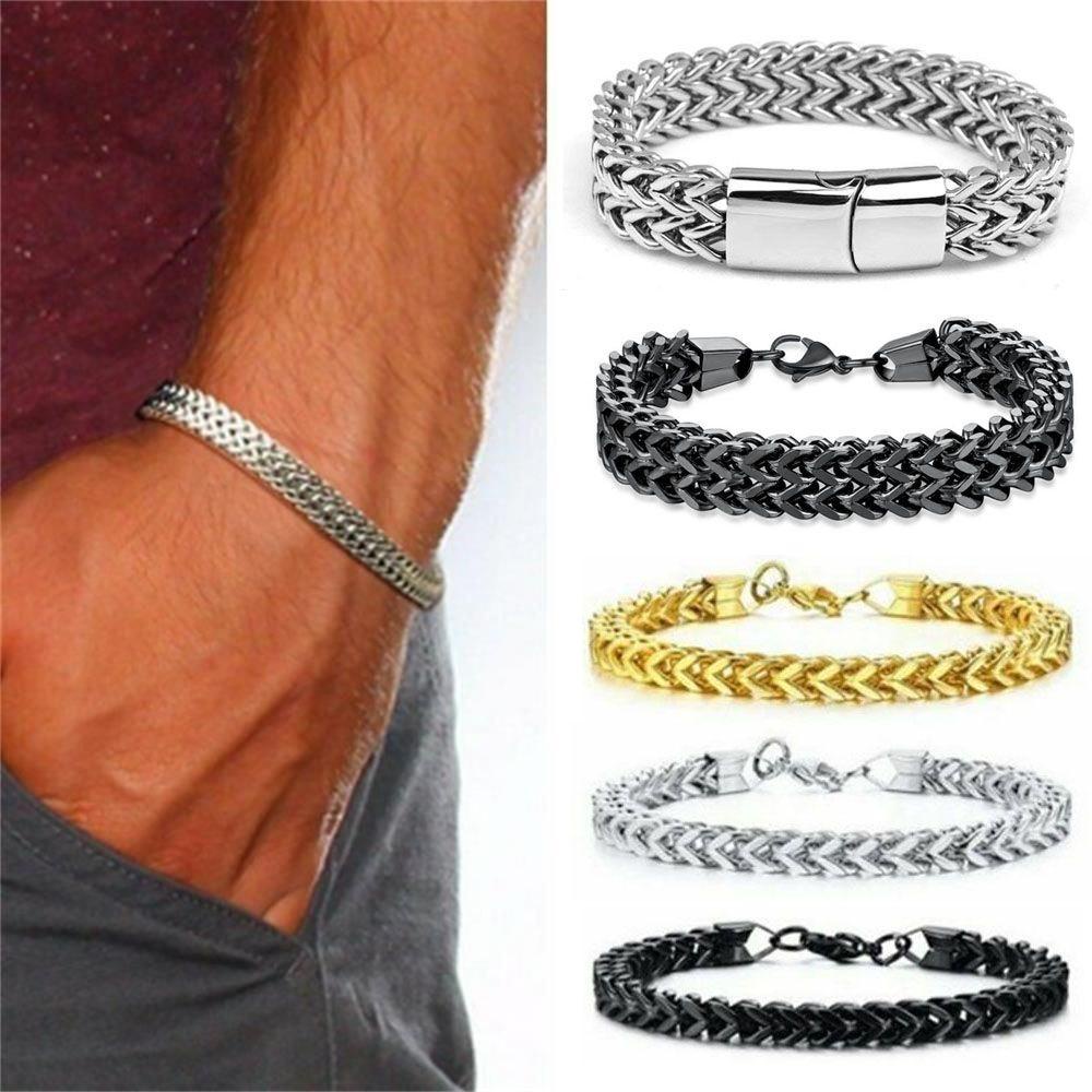 Top Link Rantai Gelang Warna Emas Pria Link Rantai Bangle