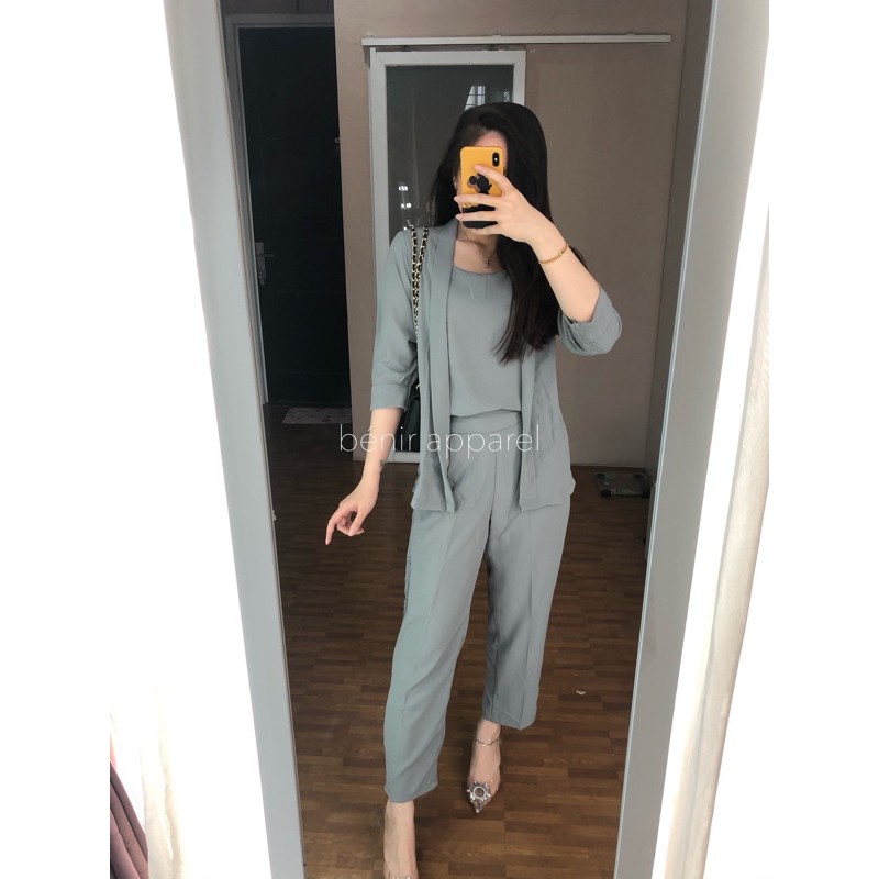Novela set pants benir apparel-Bluegrey