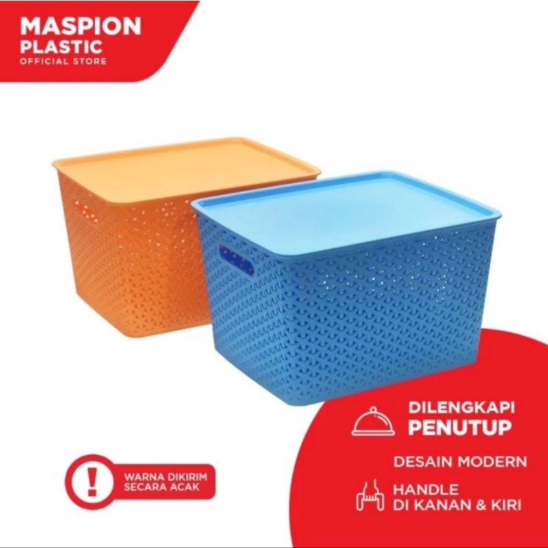 Maspion Keranjang Serbaguna Large + Tutup Trissa Basket L 18.9 + Tutup