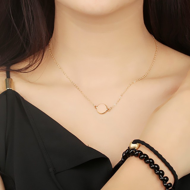Kalung Wanita Necklace Women Kalung Rantai Klavikula Resin Disc Qeometris