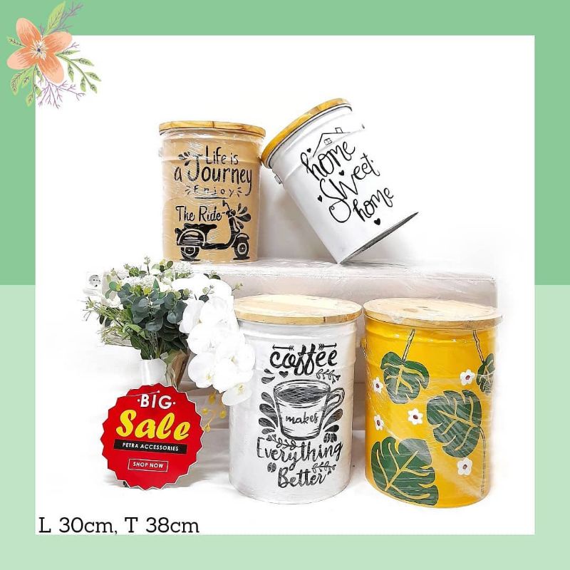 (GRATIS ONGKIR SE-JAWA) Paket 2 Kursi Tong Besi Lukis / Sticker Bebas Custom