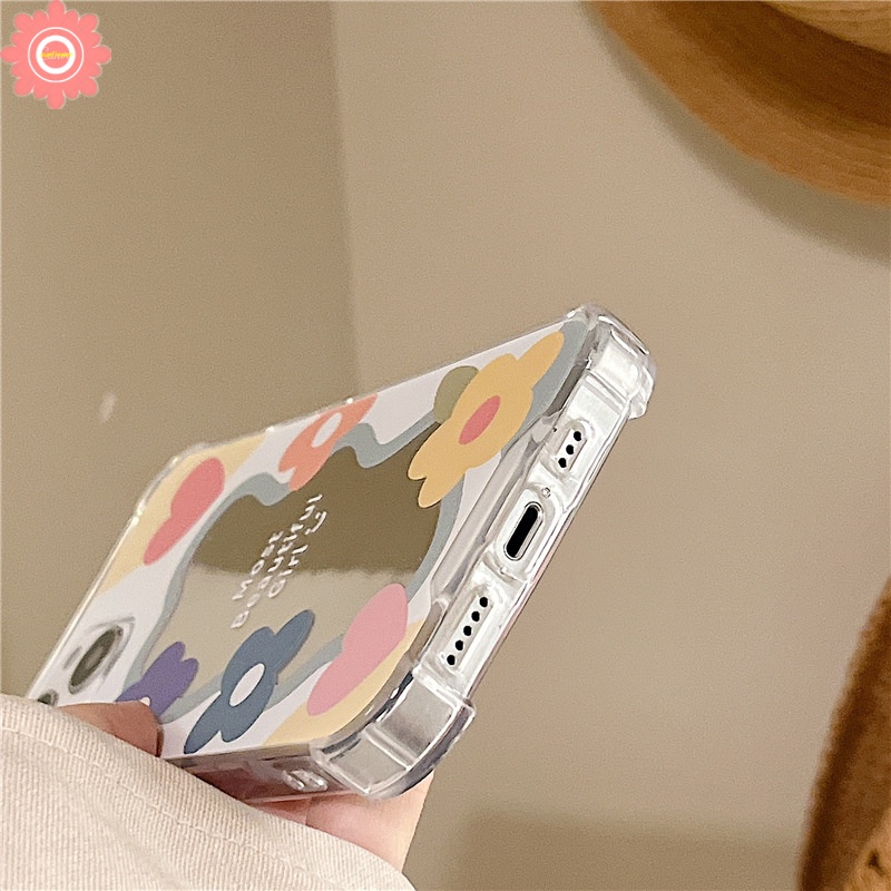 Soft Case Tpu Motif Bunga Aksen Cermin Untuk IPhone 11 7Plus 8Plus X XS Max XR 12 13 11 Pro Max 7 8 SE 2020