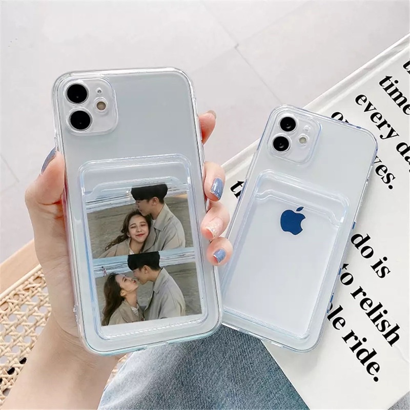 Soft Case Card Holder Slot Foto / Kartu XIAOMI MI 11 LITE POCO M4 PRO M5S F4 GT M3 X3 PRO GT NFC REDMI A1 A1+ 8 8A PRO 9 9A 9C 9T 10 10A 10C PLUS 4G 5G Casing Wallet Transparan TPU Clear Bening