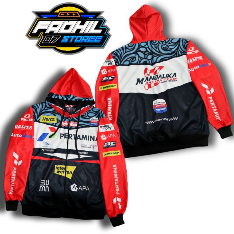 JAKET RACING MANDALIKA/JAKET RACING /JAKET RACING STAR/ BALAP PRINTING  DEWASA PRIA WANITA-Mandalika merah