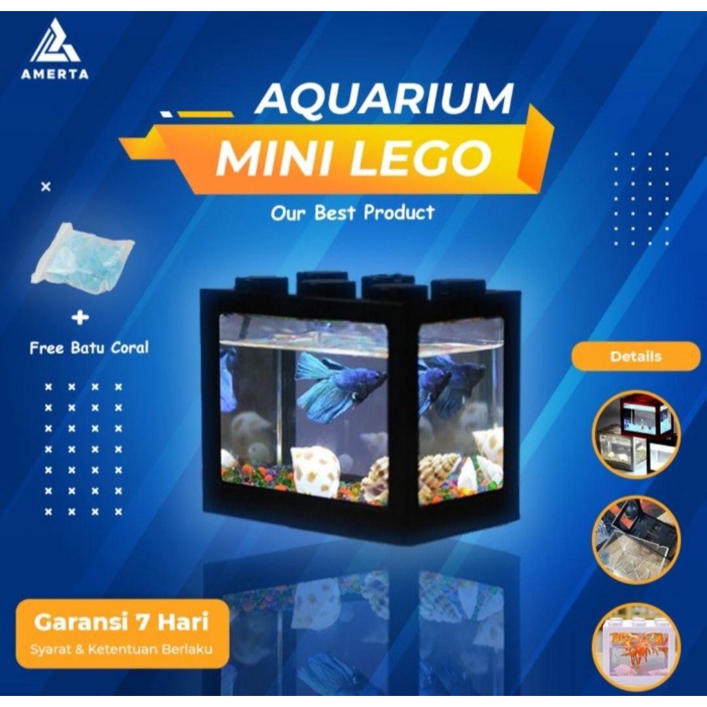 Aquarium Mini Ikan Cupang LED Bentuk Lego