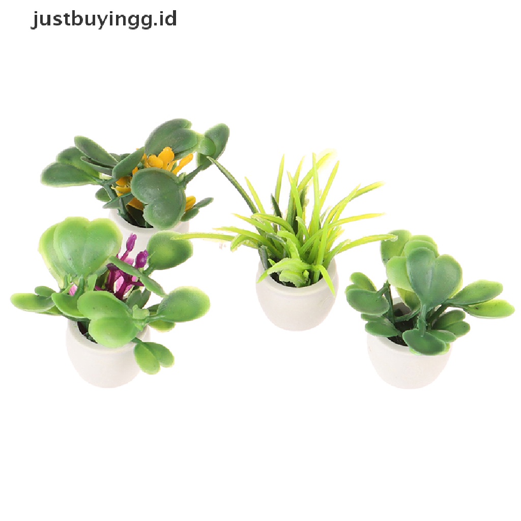 Justbuyingg.Id Miniatur Pot Tanaman Hijau Dekorasi Rumah Boneka 1: 12