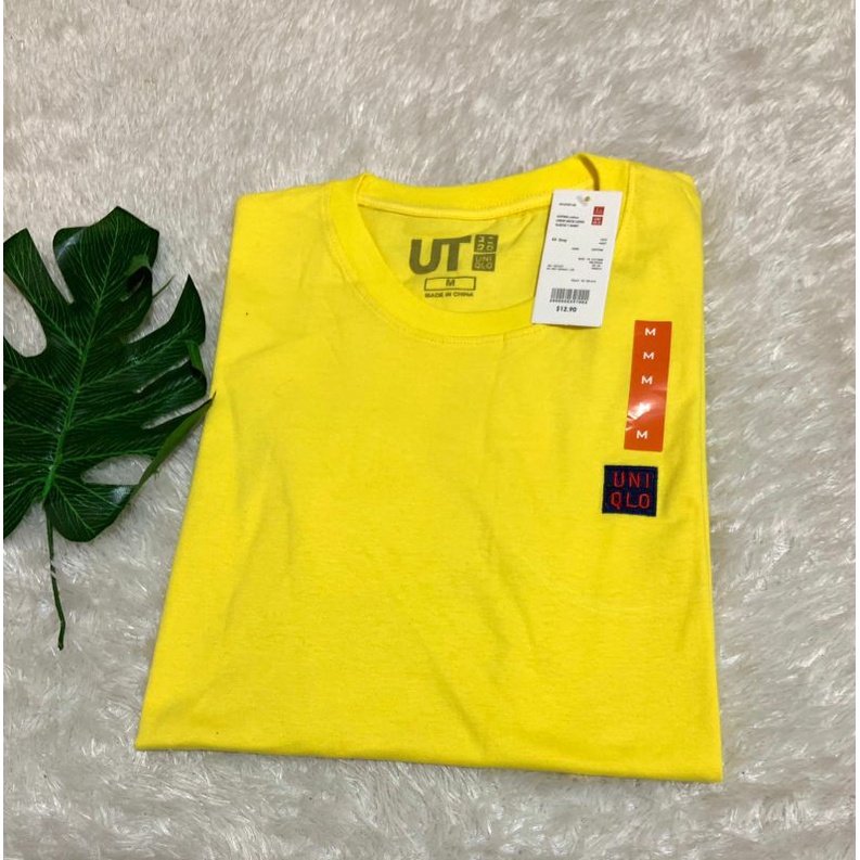 Kaos Uniqlo Logo Pria Wanita Lengan Pendek/Tshirt Uniqlo Unisex-Kuning kenari