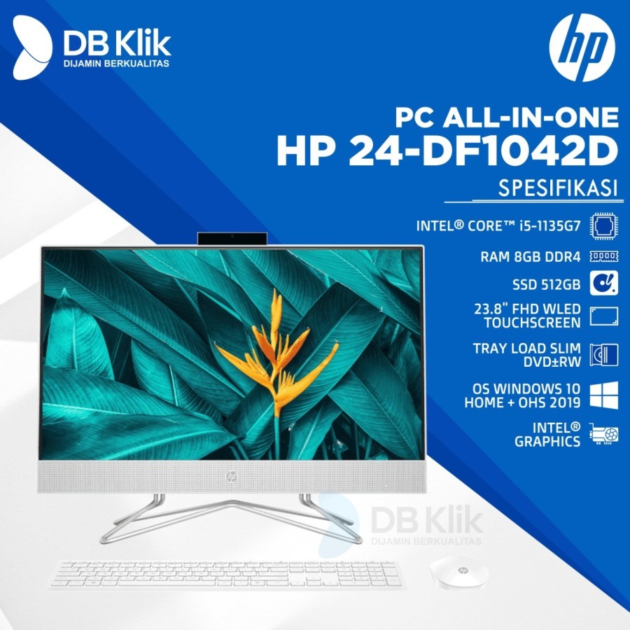 PC AIO HP 24-df1042d i5-1135G7 8GB SSD 512GB Windows10+OHS 23.8" Touch |