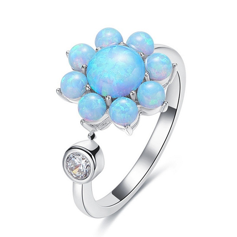 New women's ring cross-border sun flower diamond opal European and American fashion ring