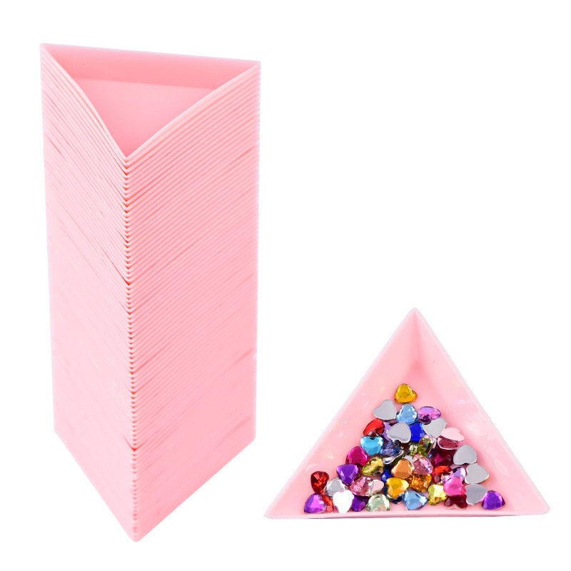 3 Pcs Plastic Triangular Tray Rhinestone Diamond Storage Box / Nail Jewelry Beads Organizer Container Jewelry Tray Holder DIY Tools