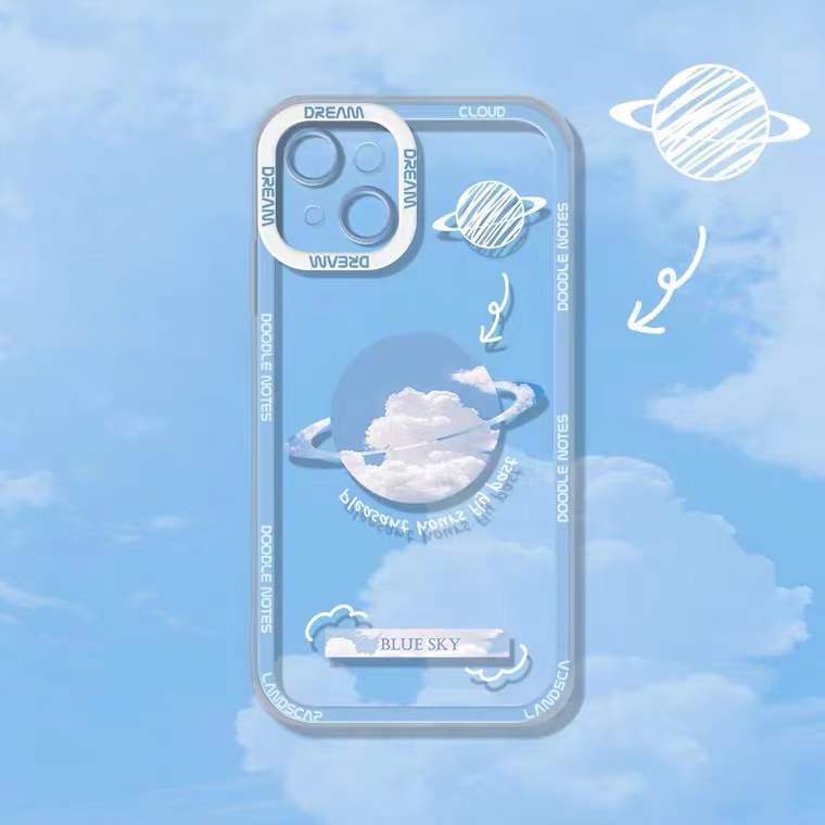 Case Pelindung Bahan Silikon Motif Planet Biru Untuk IPhone 13 / 12 Pro Max / 11 / XS / XR / X / 8 / 7 / 6S / Plus