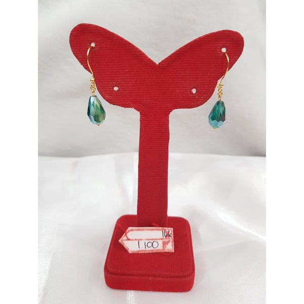AT1796N177N anting model tetes air mata kristal hijau emas kuning asli berat 1.100 sama mata 2.450 k