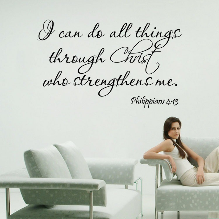 ELFYDO - STC003 Sticker Dinding Kata Quote Philippians 4:13 Wall Sticker