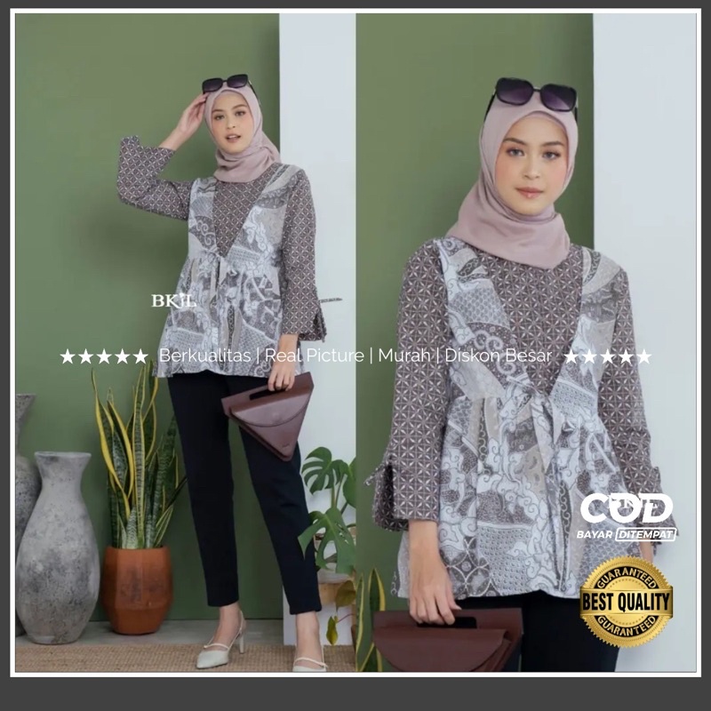 BAJU BATIK WANITA MODERN MONALISA GENES M,L,XL asli PEKALONGAN