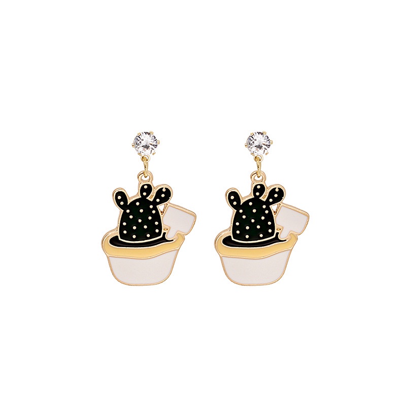 Anting Tusuk Gantung Asimetris Desain Kartun Hewan Panda / Jamur / Daun Gaya Nasional / Trendy Untuk Wanita