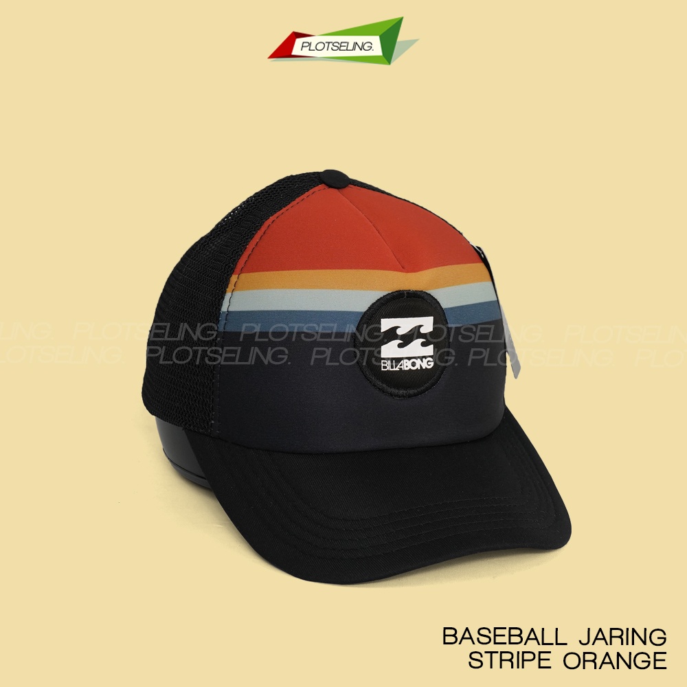 Topi Baseball Distro Jaring STRIPE ORANGE Topi Jaring Trucker Logo Distro Random Pria Wanita Topi Hitam Jaring Polos Logo NY Topi Logo Billa Bong Oakley Volcom Topi Anak Laki Laki Perempuan Topi Pantai Murah