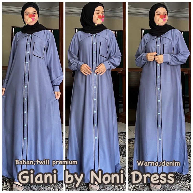 Daster Arab Noni GIANI &amp; Noni KALILA Maxi Dress Gamis Twill premium