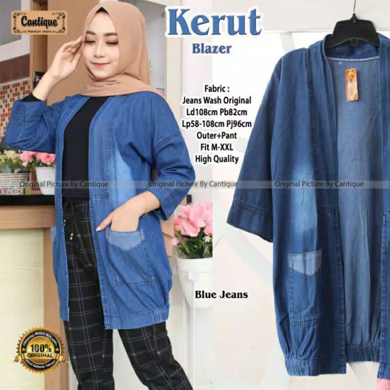 Ready Stok Kerut Blazer Jeans by Cantique