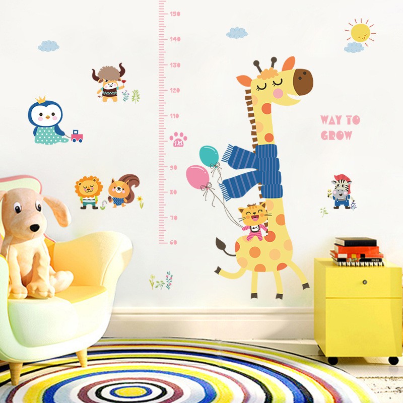 RELIZA WALL STICKER TINGGI BADAN HEWAN JERAPAH GROW UP ANIMAL STIKER DINDING SK9165