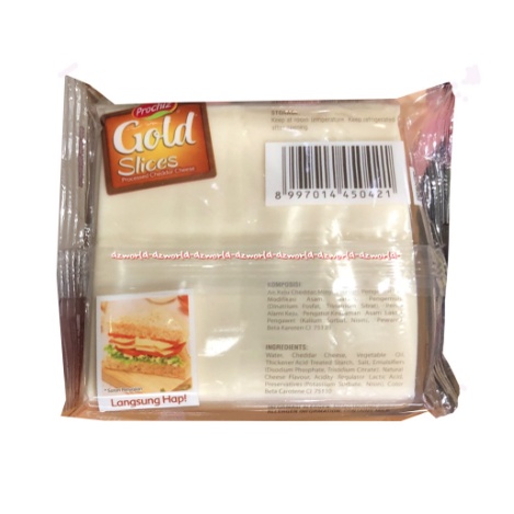 Prochiz Gold Slice Processed Cheddar Cheese 12lembar Keju Lembaran Pro Chiz Pro Cheese Slize