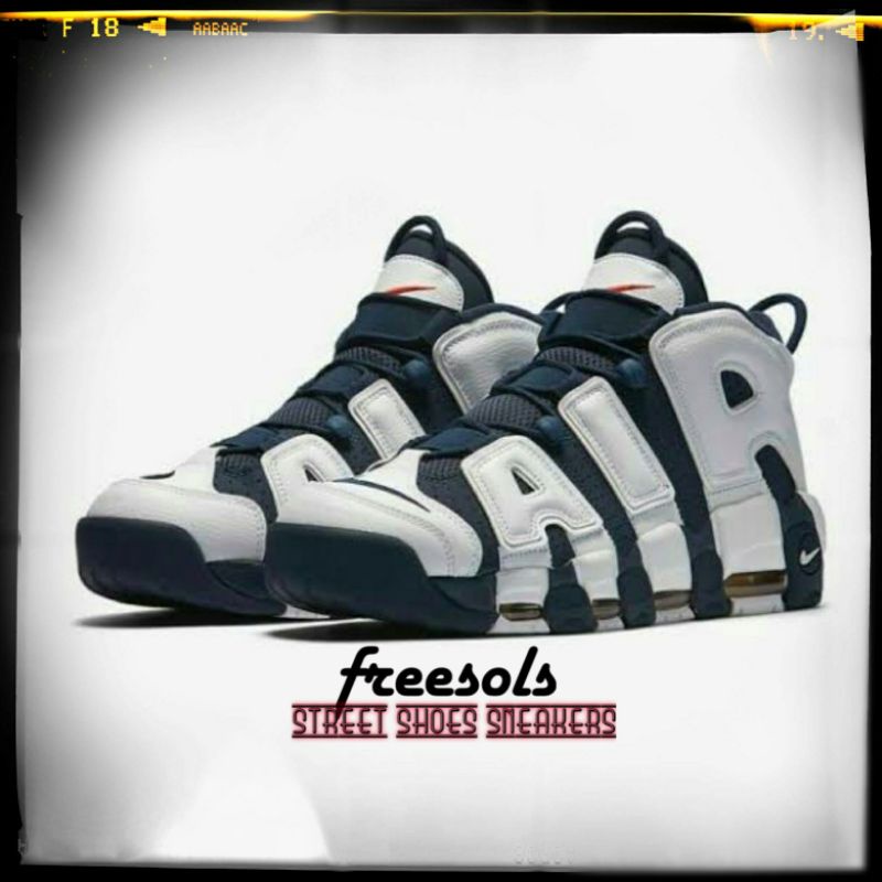 Sepatu Basket Air More Uptempo "Obsidian White"