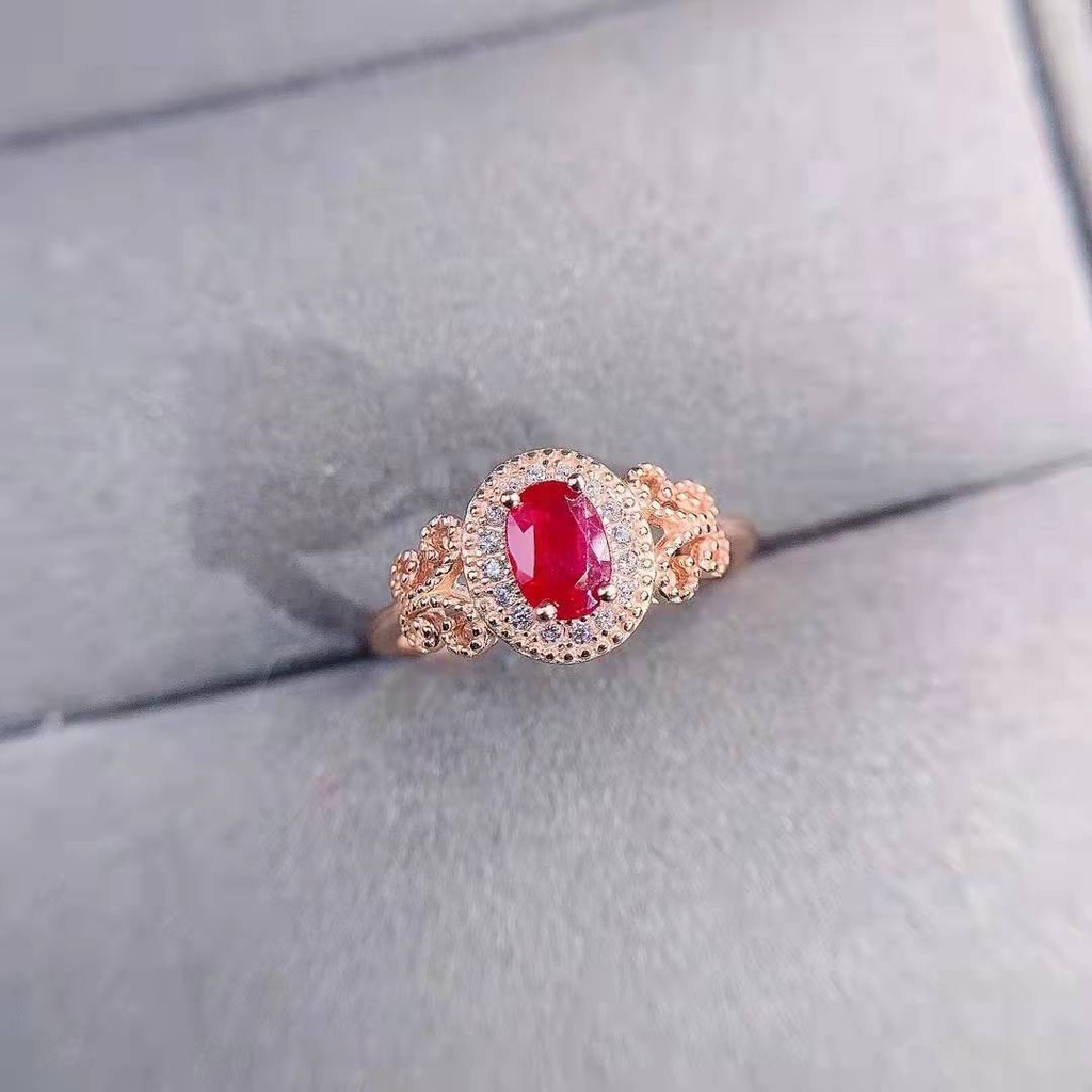 Batu Kelahiran Juli Rubi cincin baja titanium Rose Gold Perhiasan Fashion Wanita Pertunangan Pernikahan Rings