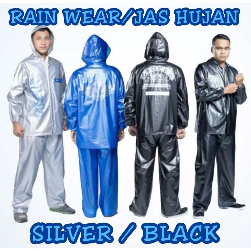 Jas Hujan Hitam Tribal Ibex Jaket Celana Dan Poncho Lengan