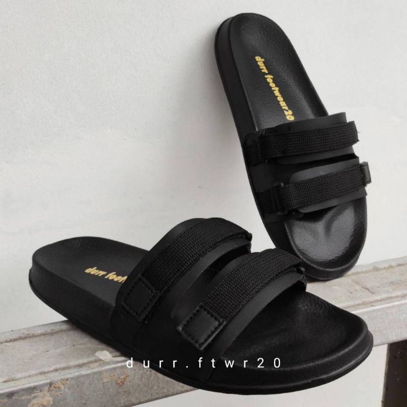 Sandal Pria Slide Black Series, Sandal Durr Footwear 20 Original, Sandal Slip on pria murah