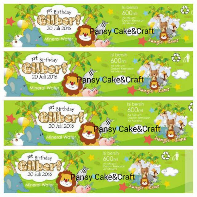

Label air mineral tema Animal Jungle