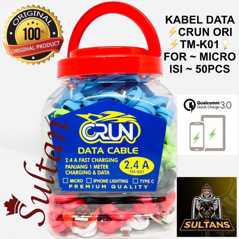 PROMO PER 1 TOPLES ISI 50pcs KABEL DATA CRUN MICRO FAST CHARGING