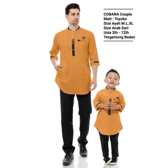 Baju Koko Kurta Couple Ayah Dan Anak Original Cobana Lengan 3/4